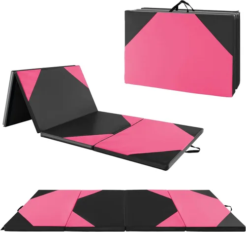 Vista 10 de Giantex 4'x10'x 2" Gymnastics Mat, 4-Panel Folding Aerobics Exercise Mat w/Hook & Loop Fastener, Carrying Handle, Portable Tumbling Mat for