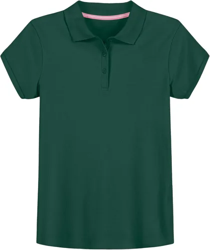 Vista 5 de IZOD - Camiseta de manga corta para uniforme escolar de niñas, cierre de botones, tejido entrelazado cómodo y suave