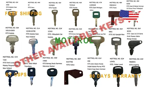 Vista 3 de Paquete de 5 llaves NG100 para Grove Vermeer Cushman Huber Broderson BartMill Lull Terex