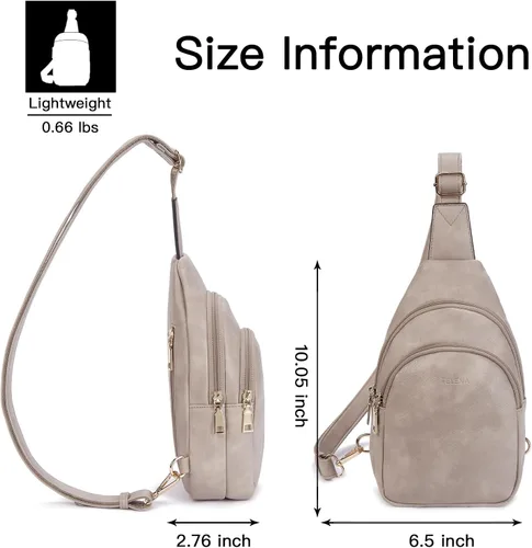 Vista 104 de Telena Riñonera pequeña para mujer, de cuero, cangureras, bolsa de pecho para mujer
