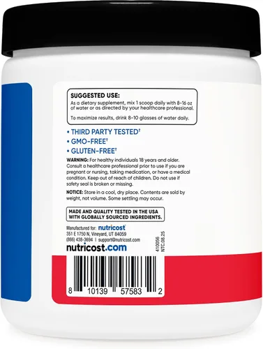 Vista 4 de Nutricost Monohidrato de creatina + hidratación sabor a ponche de frutas (30 porciones) – 7 vitaminas y minerales, 5000 mg de creatina por porción