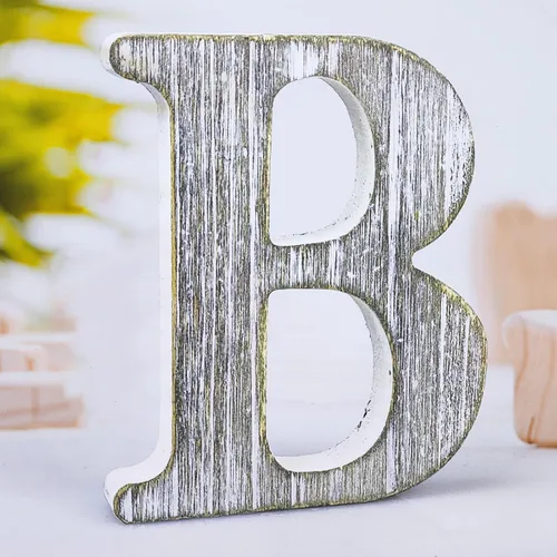 Vista 10 de Letras de madera rústica sin terminar de 8 pulgadas para decoración de pared, letras decorativas de pie en rodajas, decoración de tablero