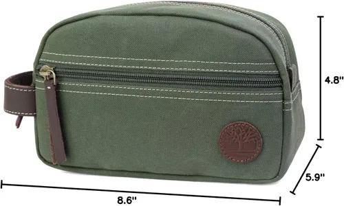 Vista 5 de Timberland Men's Toiletry Bag Canvas Travel Kit Organizer Oliva