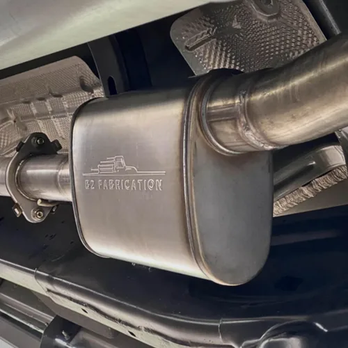 Vista 2 de B2 Fabrication Silenciador de rendimiento para Ram 1500 (2019-2024) 5.7L Hemi 3.6L V6 - Sonido moderado de 18 pulgadas de acero inoxidable 409