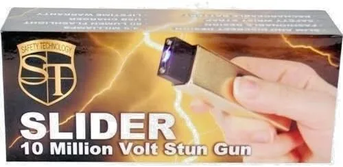 Vista 3 de Slider 3 Millones de Voltios Mini Stun Gun Linterna Oro