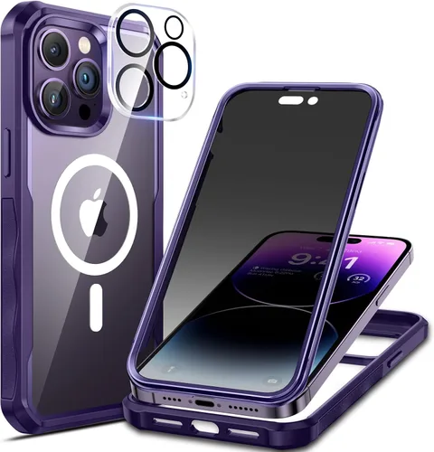 Vista 22 de seacosmo para iPhone Air Funda, Carcasa Completa con Protector de Privacidad de Vidrio Templado 9H Integrado y Protector de Lente de Cámara