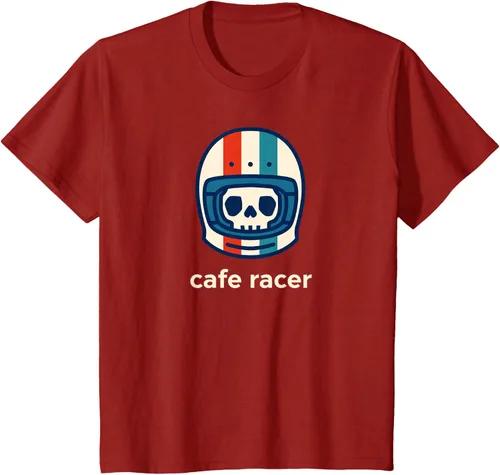Vista 56 de Cafe Racer Moda Simple Casco Diseño Motocicleta Camiseta Negro