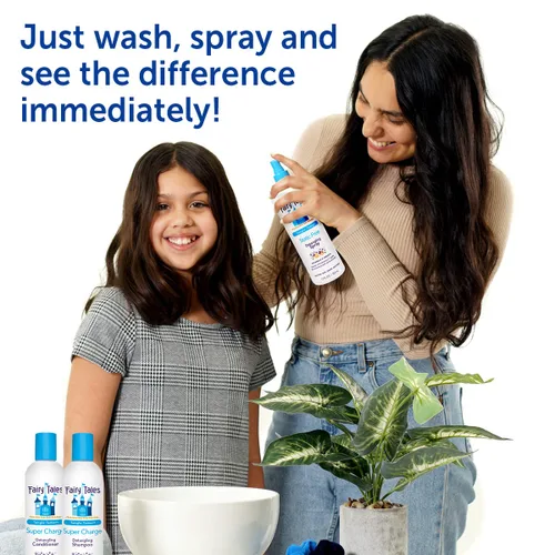 Vista 5 de Fairy Tales Tangle Tamer Super Charge Champú desenredante y acondicionador para niños, kit de viaje, sin parabenos, sin sulfatos, sin gluten, sin