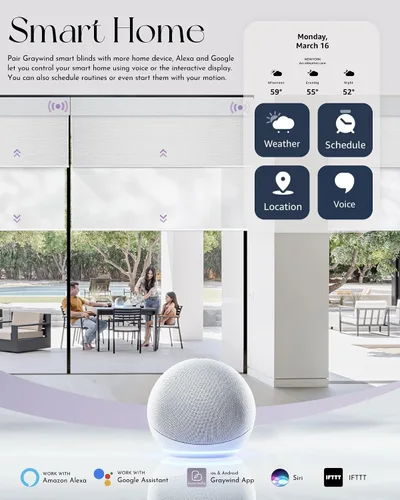 Vista 3 de Graywind Persianas dobles motorizadas para ventanas, persianas dobles inteligentes opacas y filtrantes de luz, persianas motorizadas con control