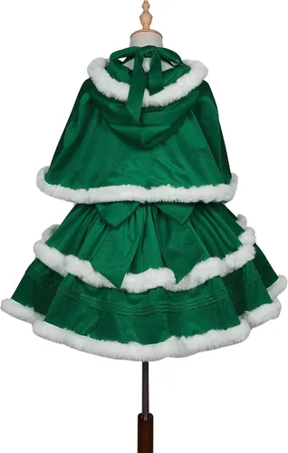 Vista 3 de ZZEQYG Vestidos de Navidad para mujer, color sólido, a la moda, cálido, vestido halter con capa