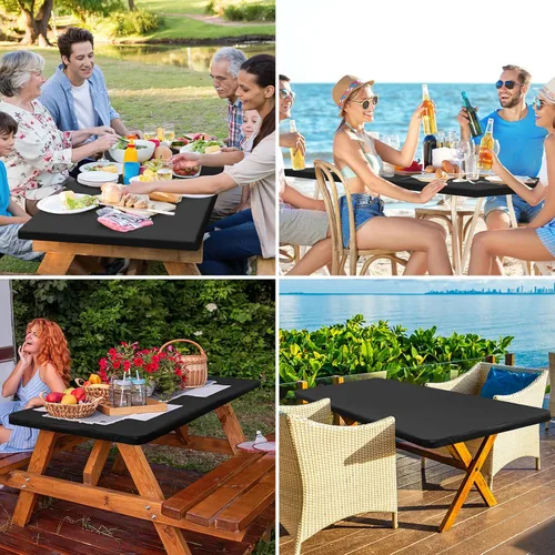 Vista 6 de homing Mantel cuadrado ajustable de poliéster impermeable, protector de mesa lavable para picnic, campamento, al aire libre (negro, 34 x 34 pulgadas)