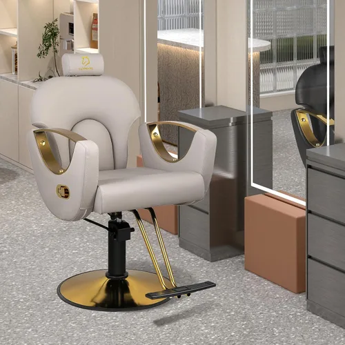 Vista 2 de Silla de peluquero reclinable silla de peluquería hidráulica sillas de peluquería giratoria de 360 grados silla de peinado silla de corte de salón
