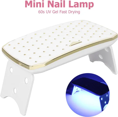 Vista 6 de Mini secador de uñas, lámpara LED de uñas de 36 W, plegable, portátil, 12 chips de luz de alta eficiencia, material ABS, blanco