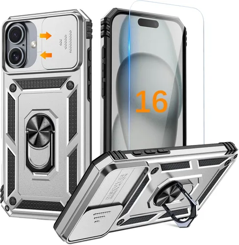 Vista 31 de Goton Funda para iPhone 14 Plus con Protector de Pantalla - Funda con Cubierta Deslizante para Cámara con Soporte de Anillo, Resistente de Grado