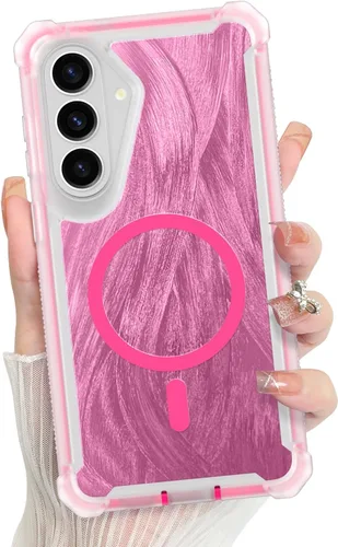 Vista 638 de Bonoma - Funda compatible con Samsung Galaxy S21 Plus, diseño de corazón con purpurina, color rosa Support for MagSafe, Plating Magnetic Case TPU