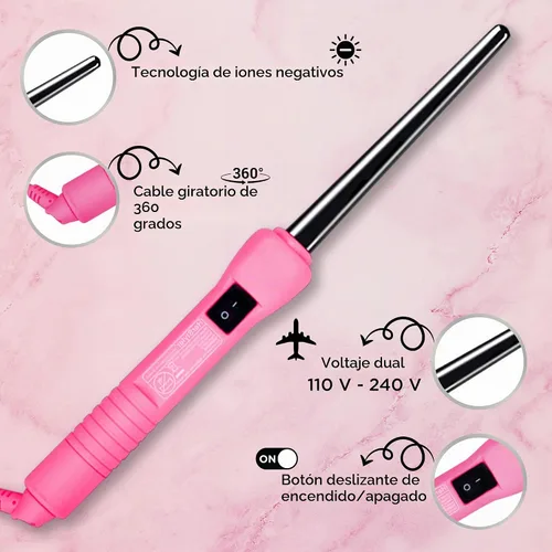 Vista 9 de HerStyler - Mini rizador de pelo para bebé, 9 a 0.512 in, cañón cónico, color rosa