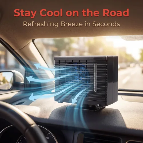 Vista 8 de Ventilador de aire acondicionado para automóvil, enfriador de aire acondicionado de 12 V CC, enfriador de aire portátil, mini enfriador de aire
