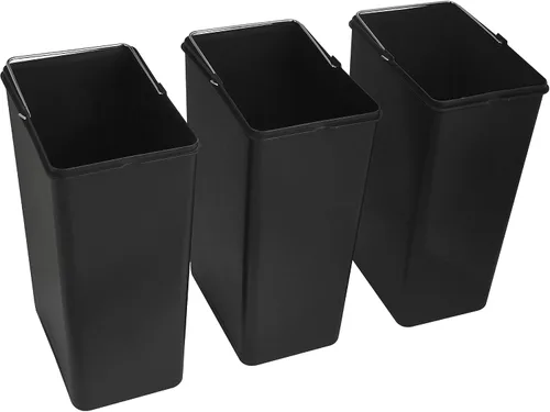 Vista 5 de Step N' Sort OPN603 - Cubo de basura y reciclaje de 16 galones, 3 compartimentos, color plateado