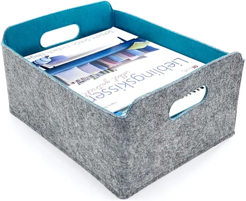 Vista 10 de Welaxy Cestas de almacenamiento plegables de fieltro, cubos de almacenamiento para estantes, caja de fieltro para niños, juguetes, revistas, libros