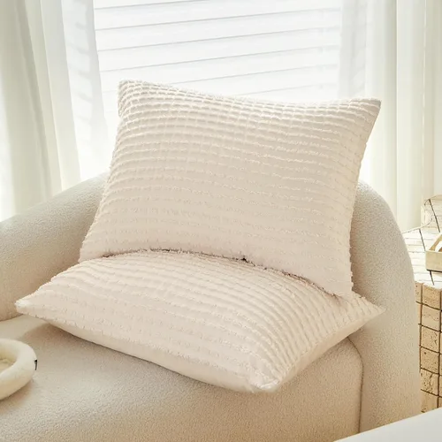 Vista 4 de WARMDERN - Fundas de almohada beige tamaño queen, fundas de almohada estándar, juego de 6 fundas de almohada de microfibra suave, textura boho