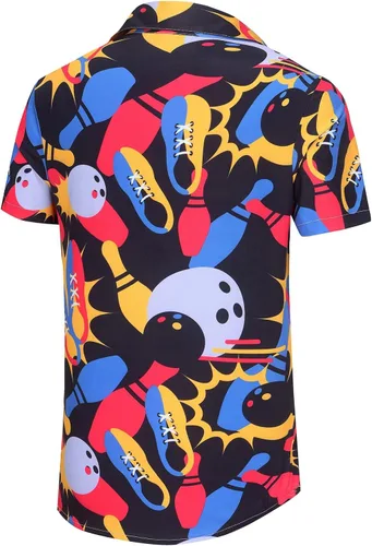 Vista 42 de KYKU - Camisa hawaiana funky para hombre, ropa tropical para vacaciones en Palm Beach