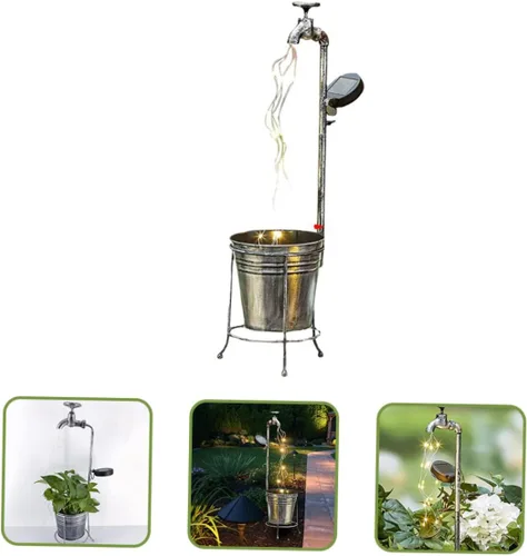 Vista 5 de Uonlytech Luz solar para cuartos para exteriores, luz solar para agua, regadera con luces de hadas, estaca de jardín, luces LED, decoración