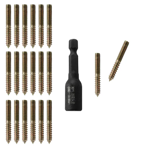 Vista 8 de Hitefu 20 piezas de pernos colgantes, tornillos dobles extremos M4 de 1" (25mm) de longitud, tornillo de espiga M4 para muebles de madera
