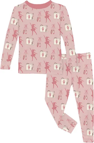 Vista 13 de KicKee Pants Conjunto de pijama de manga larga con estampado de piezas