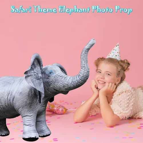 Vista 5 de Jet Creations Elefante inflable animal de 36 pulgadas de largo, juguete para edades de 3 años en adelante. Fiesta temática de safari de vida