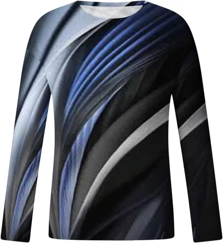 Vista 4 de Men's 3D Printed Graphic Sweatshirts Slim Fit Novelty Pullover Comfy Long Sleeve Blouse Striped Aesthetic Shirts