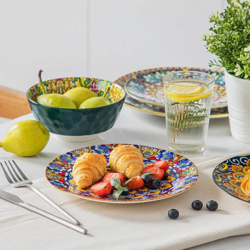 Vista 6 de vancasso Juego de 6 Platos de Ensalada de 8.5 Pulgadas de Cerámica para Postre, Juego de Platos Pequeños para Cena, Aptos para Microondas, Horno