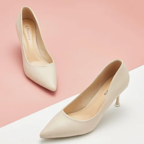 Vista 2 de C.Paravano Zapatos de tacón para mujer Tacón de gatito para mujer Tacón bajo puntiagudo Zapatos de tacón para vestido de boda para fiesta