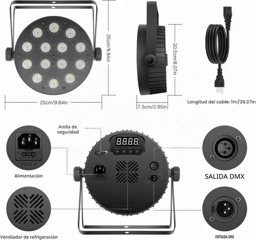 Vista 7 de Luz de par de escenario LED regulable con anillo por control remoto