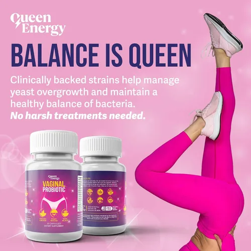 Vista 5 de Queen Energy Probiótico vaginal - Apoya el equilibrio del pH, el control de olores y la salud digestiva - 30 cápsulas