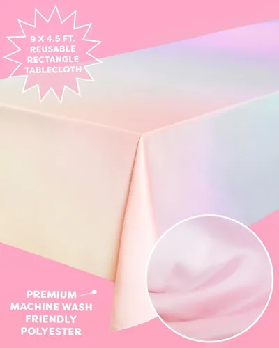 Vista 2 de xo, Fetti Mantel lavable degradado pastel – 9 pies Decoraciones de fiesta de cumpleaños, suministros de despedida de soltera, baby shower, pastel