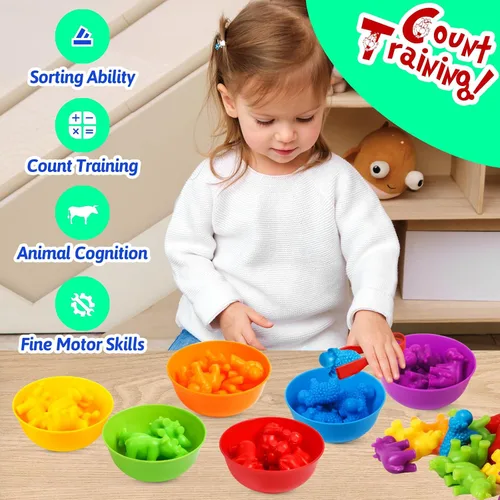 Vista 5 de Juguetes para contar dinosaurios, juegos a juego, clasificación, actividades de aprendizaje, manipulativos preescolares, juguetes Montessori