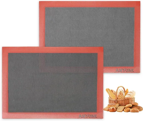 Vista 11 de AMYONE Alfombrillas de Silicona Perforadas para Hornear, 2 PCS Alfombrillas de Malla Gris para Media Bandeja, Forros de Horno Eclair Antiadherentes