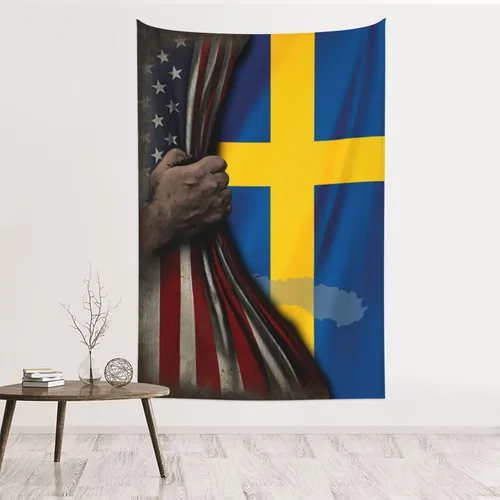 Vista 8 de Tapiz de mitad de bandera estadounidense y mitad de bandera de Nicaragua, 60 x 40 pulgadas, divertido tapiz estético, arte de pared para dormitorio