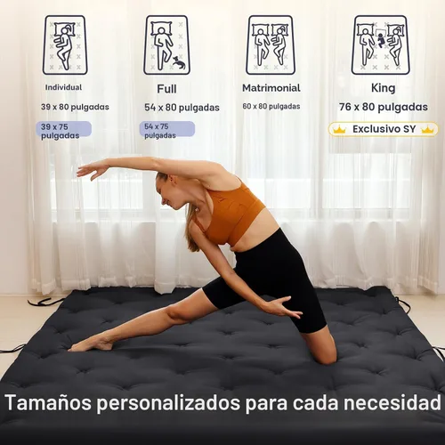 Vista 5 de Syrinx Colchón de Futón de Suelo Japonés Tamaño Individual 75"x39", Cama de Suelo Perezosa Plegable Engrosada para Adultos, Tumbona Enrollable