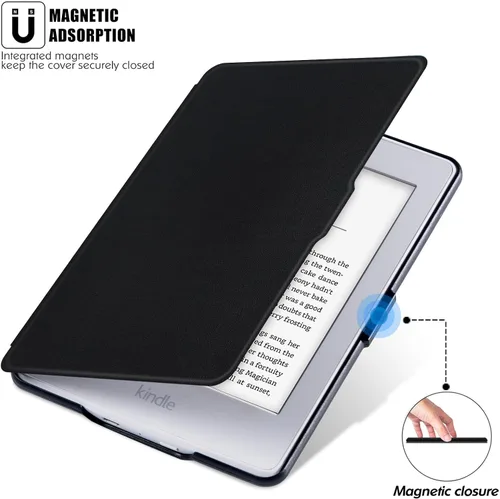 Vista 6 de Funda delgada para Kindle Paperwhite 5ª/6ª/7ª generación, color negro (Modelo EY21 y DP75SDI), delgada y ligera, cubierta de piel sintética