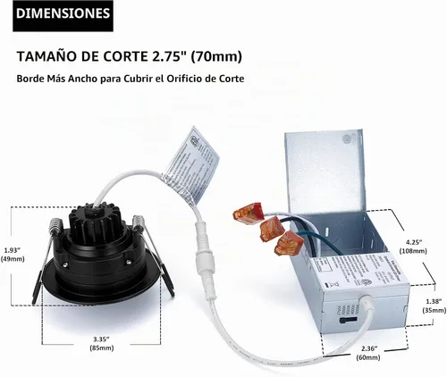 Vista 4 de POPANU Foco giratorio de cardán empotrado sin canless de 5 CCT de 3 pulgadas, lámpara de techo de globo ocular de 3 pulgadas, luces empotrables Negro
