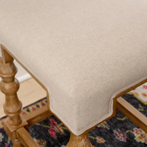 Vista 4 de Linon Home Decor Banks - Taburete de mostrador sin respaldo de lino neutro y marrón