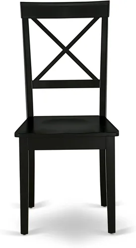 Vista 5 de East West Furniture AMBO3-BCH-W Juego de mesa y sillas de cocina de 3 piezas contiene una mesa de comedor redonda con pedestal y 2 sillas de asiento