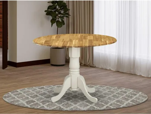 Vista 32 de HomeStock Mesa de comedor redonda de madera, mesa de cocina resistente para espacios pequeños, color negro y cereza/36 pulgadas sin gotas