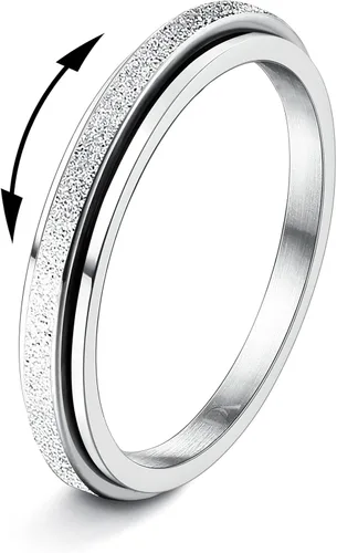 Vista 12 de Diamday Anillos para la ansiedad para mujeres y hombres, 2 0.157 in, anillo giratorio de acero de titanio para aliviar la ansiedad y el estrés