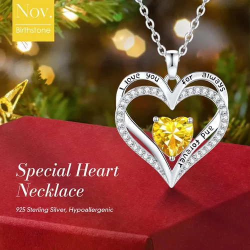 Vista 76 de CDE Collares de piedra natal para mujer, plata de ley 925, collar con colgante de corazón para siempre, Navidad, cumpleaños, aniversario, día de San