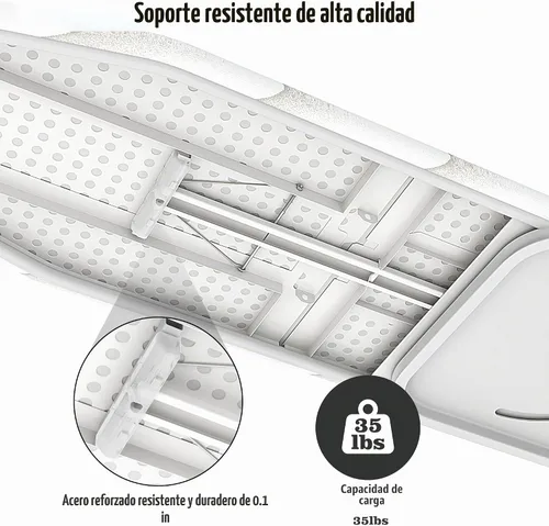 Vista 4 de MYOYAY Tabla de planchar montada en la pared de 12 x 37 pulgadas, ahorro de espacio, tabla de planchar plegable de 180° con cubierta resistente al