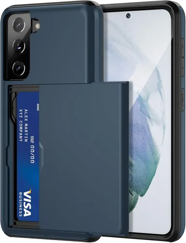 Vista 9 de Jiunai - Funda para Samsung Galaxy S21, tarjetero para tarjetas de crédito, color negro