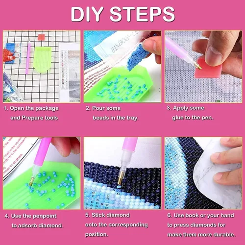 Vista 6 de Kits de arte de diamante para adultos principiantes, modernos kits de pintura de diamante con lunares de leopardo 5D, gemas y manualidades DIY