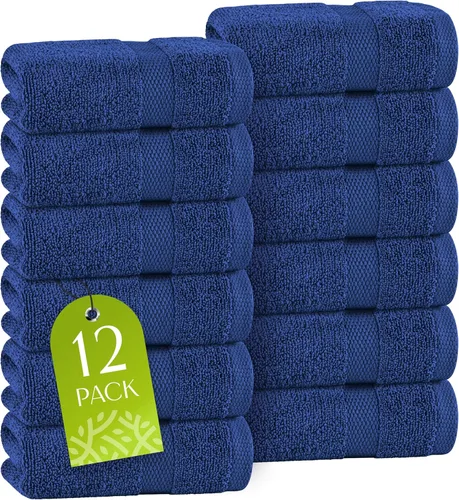 Vista 43 de Toallas de mano blancas clásicas para baño [paquete de 12] Toallas de mano de algodón a granel para gimnasio, cocina y spa, 16x27 pulgadas, toallas